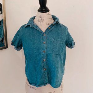 VINTAGE RARE BRANDY MELVILLE DENIM BUTTON UP TEE
